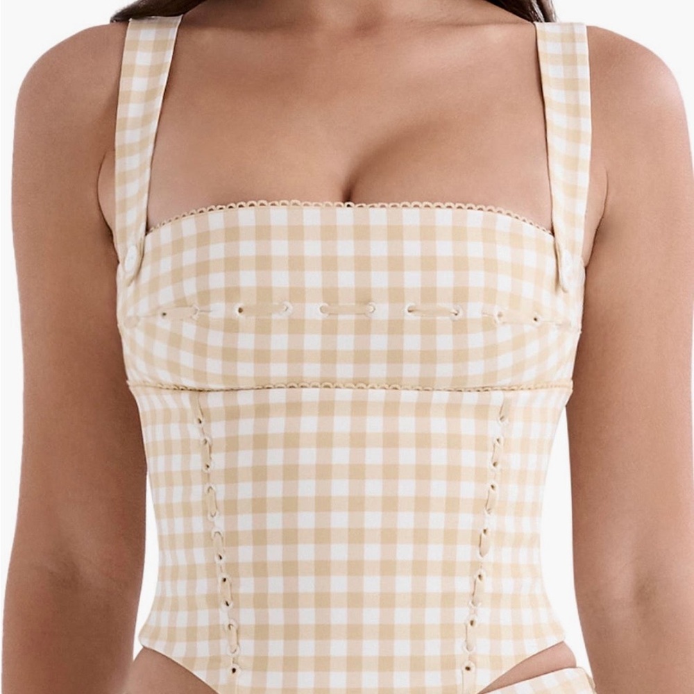 House of CB Lottie Gingham Corset Tank NWT